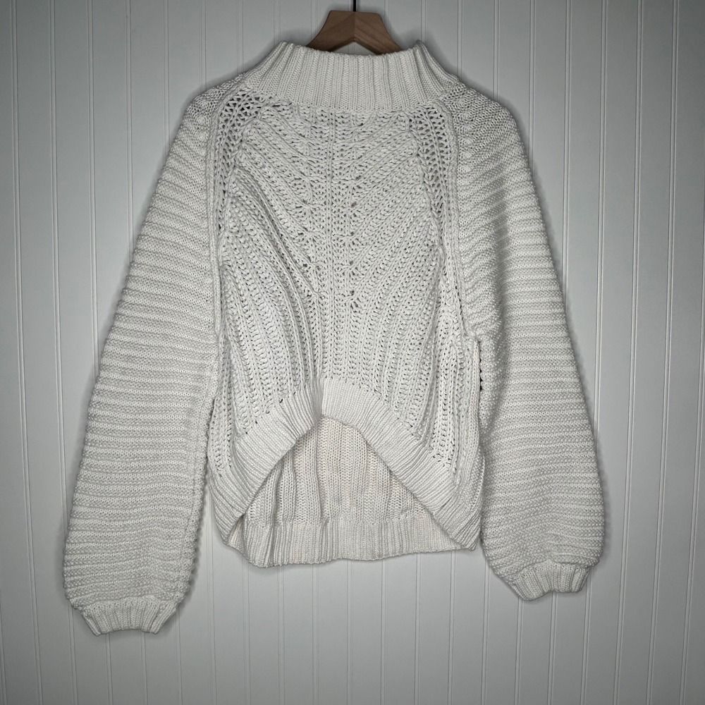 Free People My Only Sunshine Sweater Women's XL Cream Chunky Knit Mock Neck